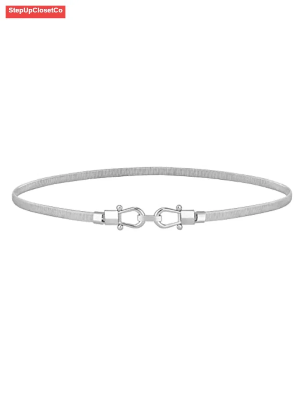 Skinny Metal Waist Belt Elastic Dress Belt with Metal Buckle